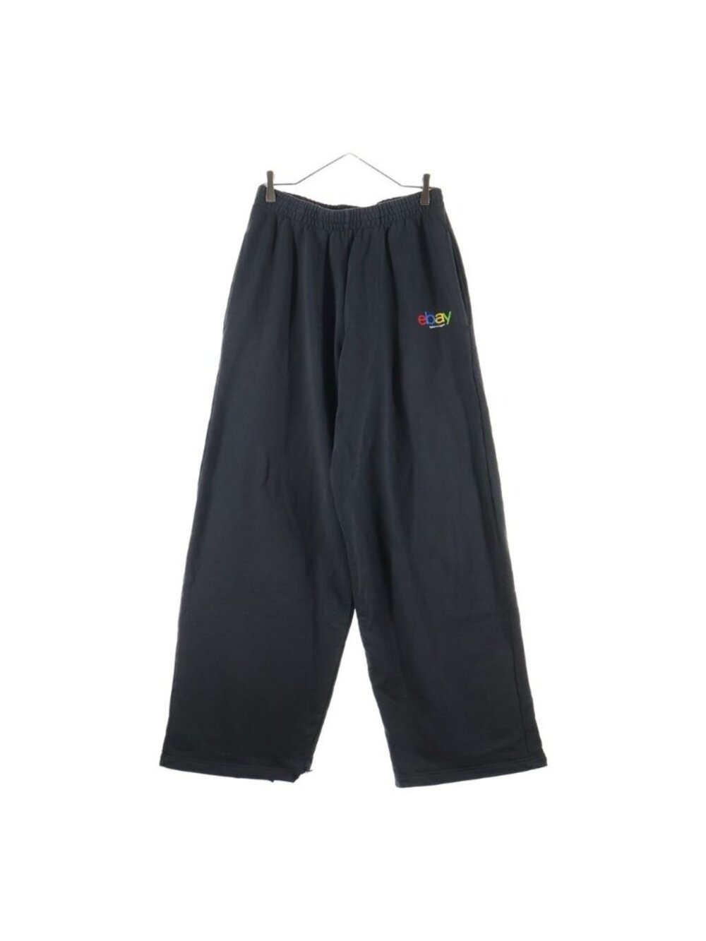 Balenciaga Ebay Washed Black Sweatpants Logo Embroidery Wide Trvd Pants